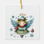 Schattigee Angel Folk Art Style Keramisch Ornament (Voorkant)