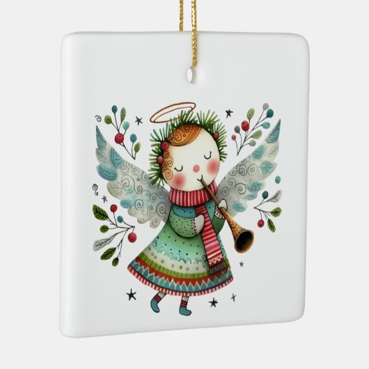 Schattigee Angel Folk Art Style Keramisch Ornament (Rechts)