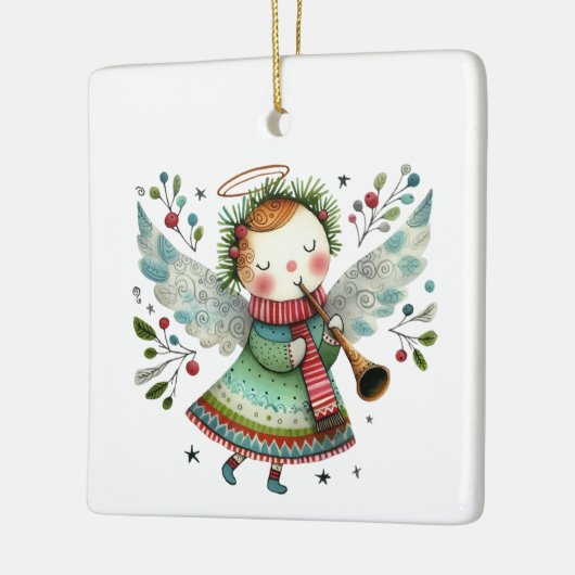 Schattigee Angel Folk Art Style Keramisch Ornament (Links)