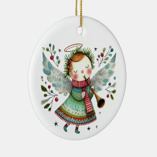 Schattigee Angel Folk Art Style Keramisch Ornament (Rechts)