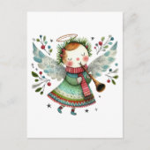 Schattigee Angel Folk Art Style Vrolijk Kerstfeest Briefkaart (Voorkant)