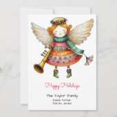 Schattigee Angel Whimsical Illustration Happy Feestdagenkaart (Voorkant)