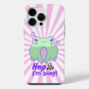 Schattigee Angry Frog Kawaii roze Starburst cadeau iPhone 14 Pro Max Hoesje