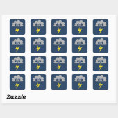Schattigee Angry Storm Cloud met Lightning Bolt Vierkante Sticker (Vel)