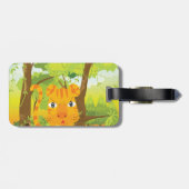 Schattigee Angry Tiger Cartoon in Oerwoud Bagagelabel (Achterkant horizontaal)