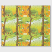 Schattigee Angry Tiger Cartoon in Oerwoud Cadeaupapier (Vlak)