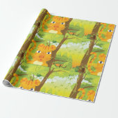 Schattigee Angry Tiger Cartoon in Oerwoud Cadeaupapier (Uitgerold)