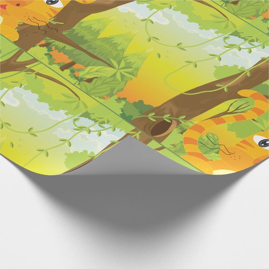 Schattigee Angry Tiger Cartoon in Oerwoud Cadeaupapier