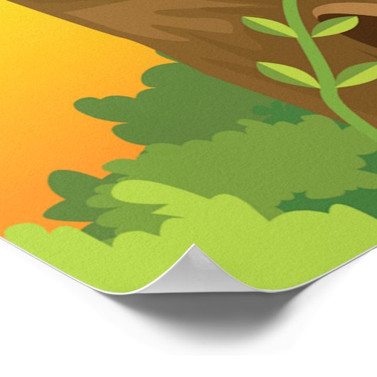 Schattigee Angry Tiger Cartoon in Oerwoud Poster (Hoek)