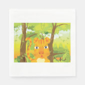 Schattigee Angry Tiger Cartoon in Oerwoud Servet (Voorkant)