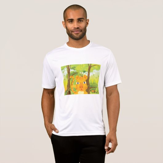 Schattigee Angry Tiger Cartoon in Oerwoud T-shirt (Voorkant volledig)
