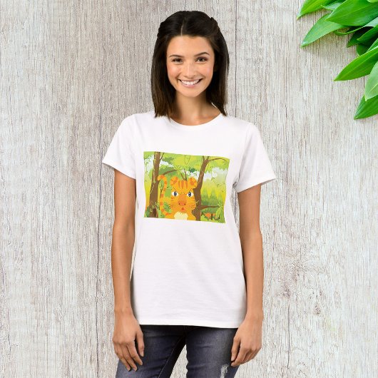 Schattigee Angry Tiger Cartoon in Oerwoud T-shirt