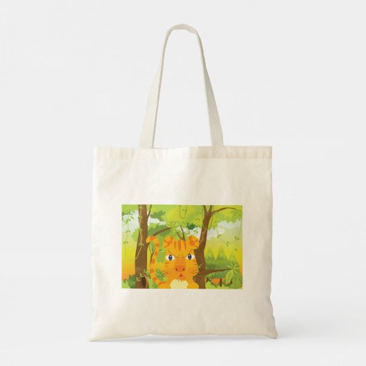 Schattigee Angry Tiger Cartoon in Oerwoud Tote Bag (Achterkant)