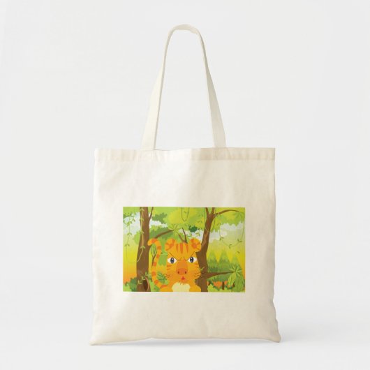 Schattigee Angry Tiger Cartoon in Oerwoud Tote Bag (Voorkant)