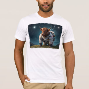 Schattigee Angus Bull in een ruimtepak T-shirt