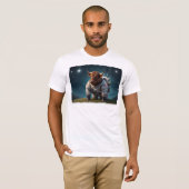 Schattigee Angus Bull in een ruimtepak T-shirt (Voorkant volledig)
