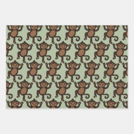 Schattigee Animated Monkey Designer Print Kinder Inpakpapier Vel