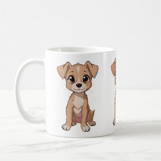 Schattigee Anime Dog Illustratie met grote ogen Koffiemok (Links)