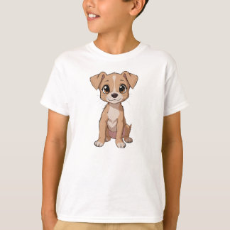 Schattigee Anime Dog Illustratie met grote ogen T-shirt