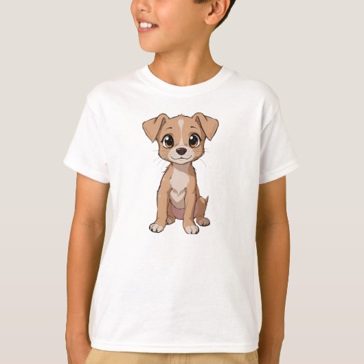 Schattigee Anime Dog Illustratie met grote ogen T-shirt (Voorkant)