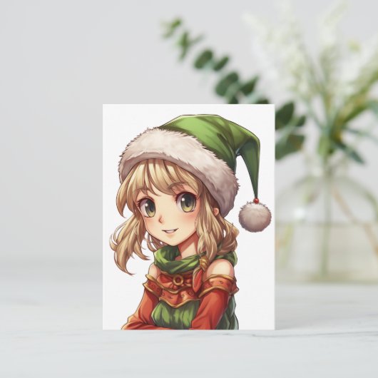 Schattigee Anime Elf Briefkaart (Staand voorkant)