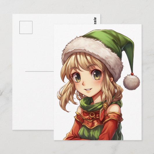 Schattigee Anime Elf Briefkaart (Voorkant / Achterkant)