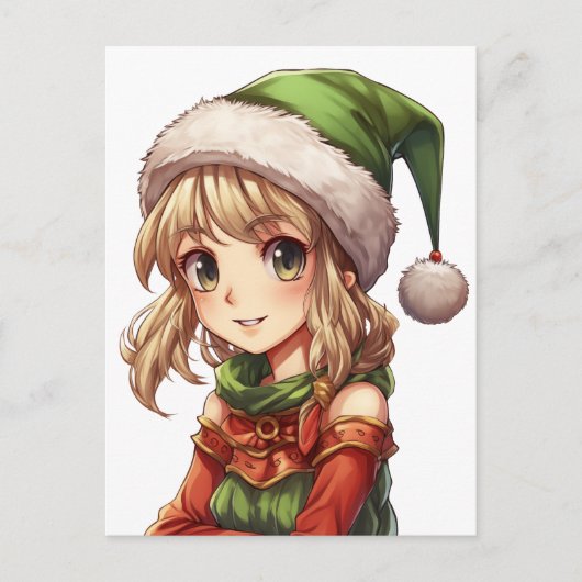 Schattigee Anime Elf Briefkaart (Voorkant)