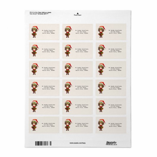 Schattigee Anime Elf Etiket (Full Sheet)