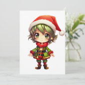 Schattigee Anime Elf Feestdagenkaart (Staand voorkant)