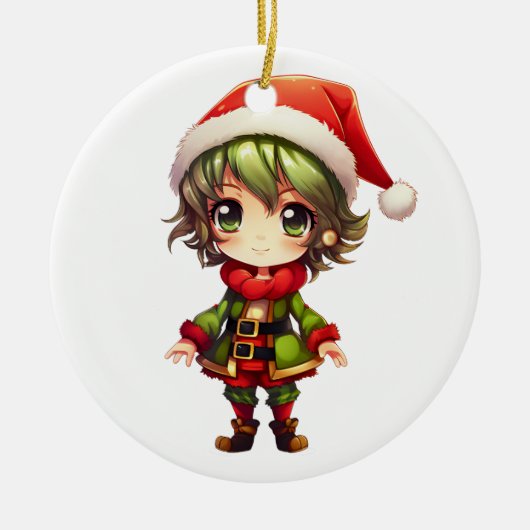Schattigee Anime Elf Keramisch Ornament (Voorkant)