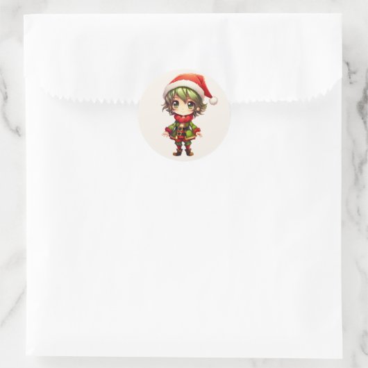Schattigee Anime Elf Ronde Sticker (Tas)