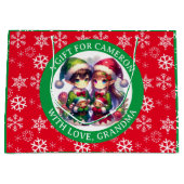 Schattigee Anime Elves Kerstmis gepersonaliseerd Groot Cadeauzakje (Voorkant)