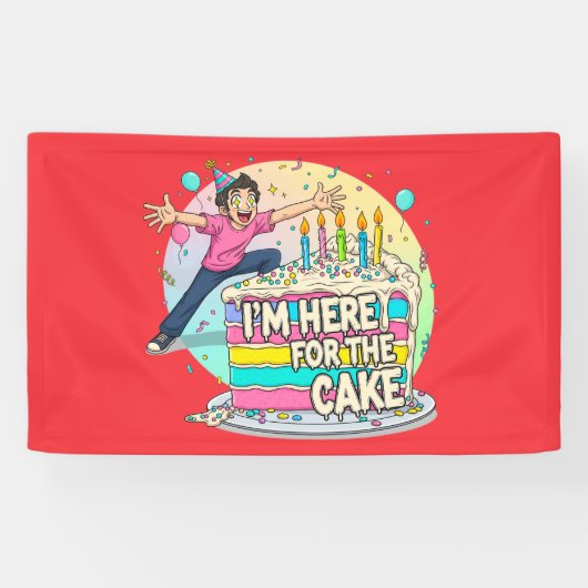 Schattigee Anime Eyes Verjaardagstaart Liefhebber Spandoek (Horizontaal)