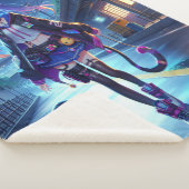 Schattigee anime gamer meisje & kat | Groot Sherpa Deken (3/4)