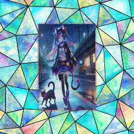 Schattigee anime gamer meisje & kat | legpuzzel