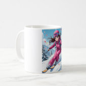 Schattigee Anime Girl Skiing | Winter Sports Koffiemok (Voorkant links)