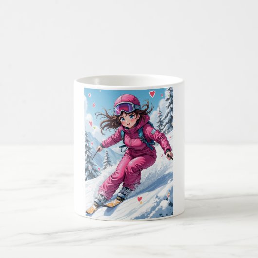 Schattigee Anime Girl Skiing | Winter Sports Koffiemok (Center)