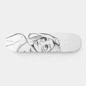 Schattigee Anime Girl Zwart Wit Illustratie Persoonlijk Skateboard (Horizontaal)