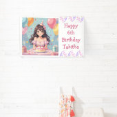 Schattigee Anime Girl's verjaardagsfeestje geperso Spandoek (Insitu)
