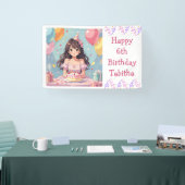 Schattigee Anime Girl's verjaardagsfeestje geperso Spandoek (Beurs)