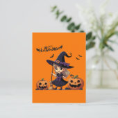 Schattigee, anime Halloween heks Briefkaart (Staand voorkant)
