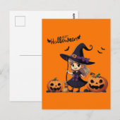 Schattigee, anime Halloween heks Briefkaart (Voorkant / Achterkant)