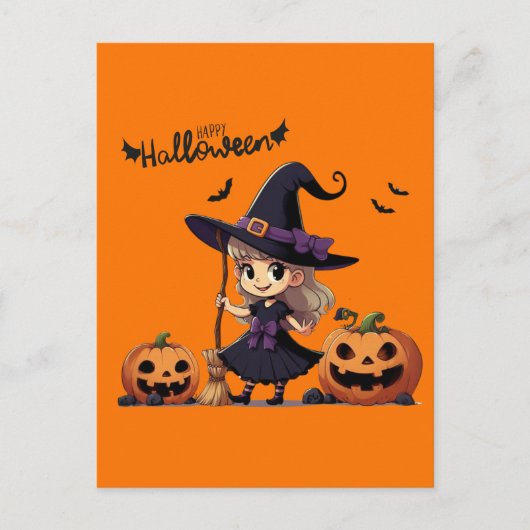 Schattigee, anime Halloween heks Briefkaart (Voorkant)