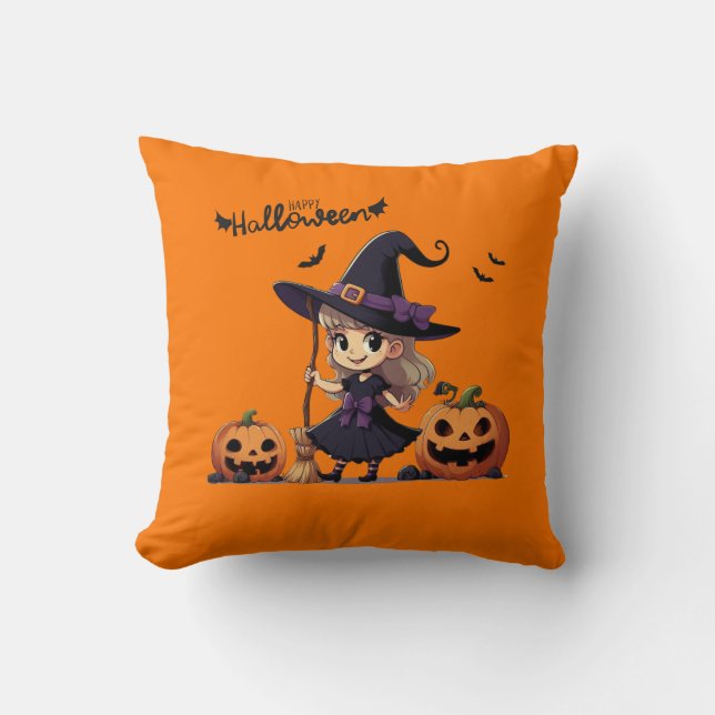 Schattigee, anime Halloween heks Kussen (Voorkant)