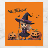 Schattigee, anime Halloween heks Wijn Etiket (Enkel label)