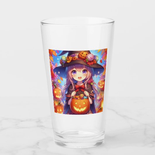 Schattigee anime Halloween Witch Glas (Voorkant)
