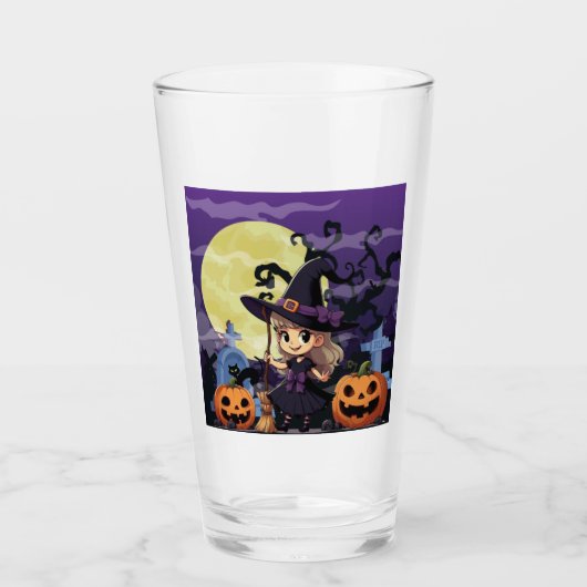 Schattigee anime Halloween Witch Glas (Voorkant)
