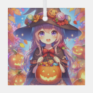 Schattigee anime Halloween Witch Glas Ornament