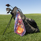 Schattigee anime Halloween Witch Golfhanddoek (Groen)