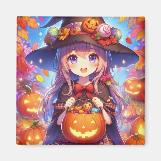 Schattigee anime Halloween Witch Magneet (Voorkant)